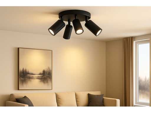 Projecteur rond monté en surface GU10 Fixation – 4 pivots (x3)