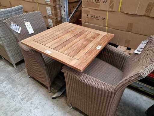 Gardini - Table de jardin en teck Volvic 70x80cm avec base en anthracite Alu