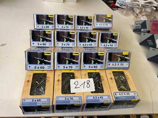 16 Schachteln Edelstahlschrauben, teilweise Hartholzschrauben