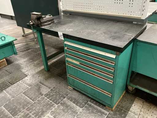 Workbench with vice and drawers
