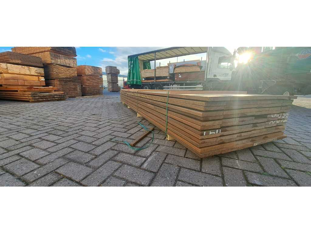 Planches de bois dur de première qualité de Guyane rabotées 21x145mm, longueur 215cm (43x)