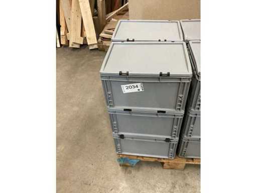 Caja de plástico de 6 piezas, Auer, 40 cm x 25 cm x 30 cm con tapa
