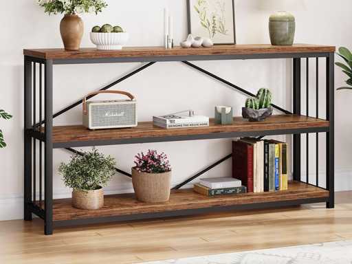 Industrial Console Table, Rustic Wooden Sofa Table