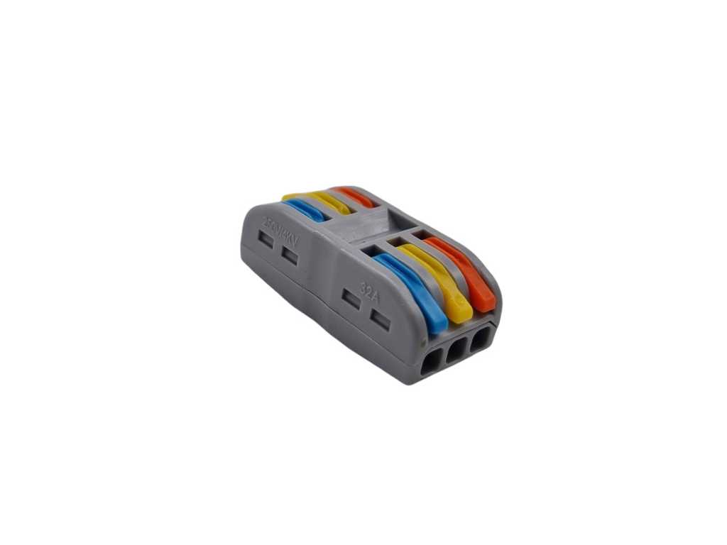 Wire connector connection terminal 3x3 fold colored fire resistant (300x)