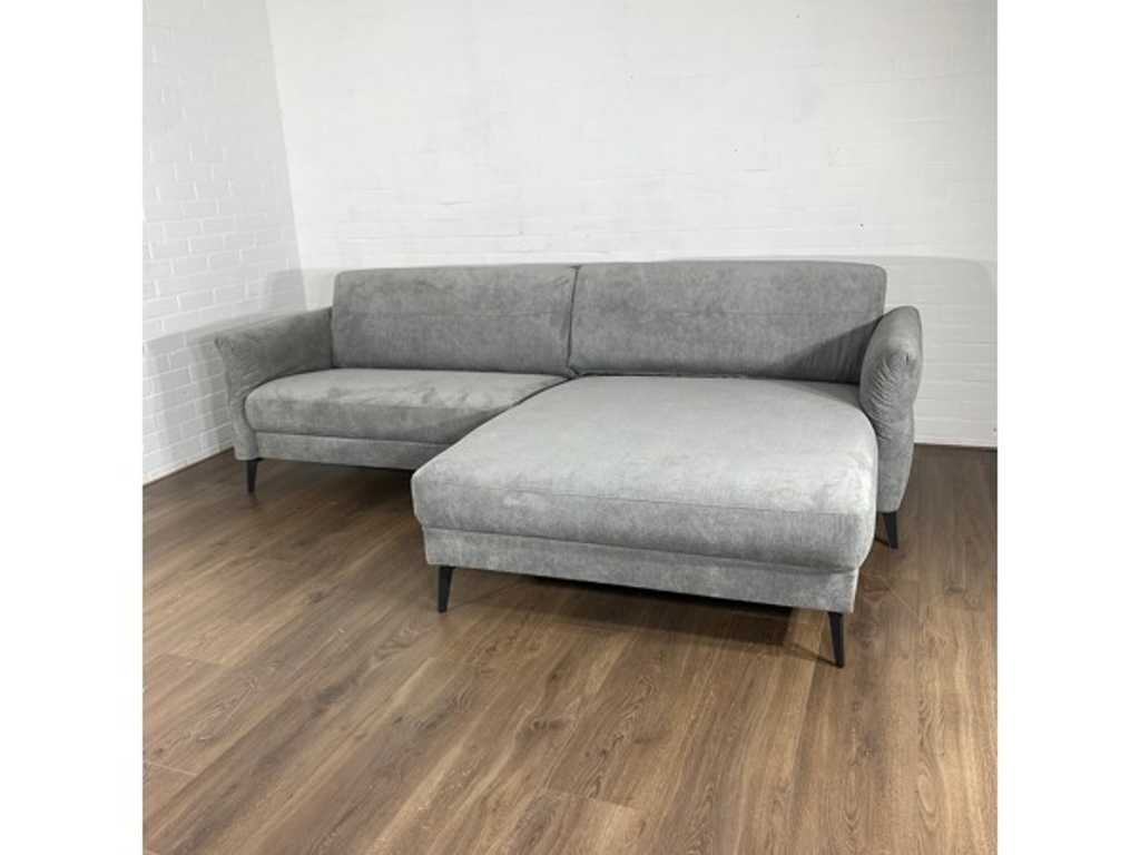Hjort Knudsen - divano angolare con salotto, tessuto grigio, gambe in metallo nero