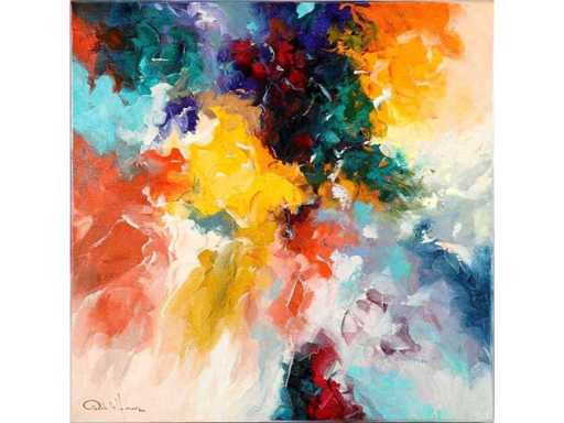 Rob de Haan - Florale abstractie - olie op doek - 100x100 cm