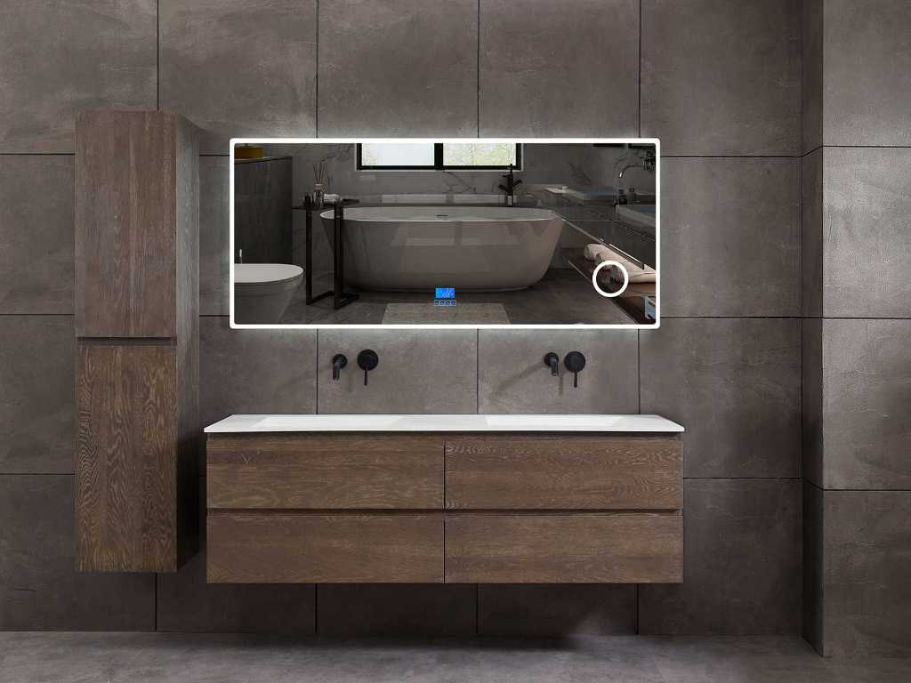 Mobile bagno in rovere 160cm (grigio fumé o naturale) 