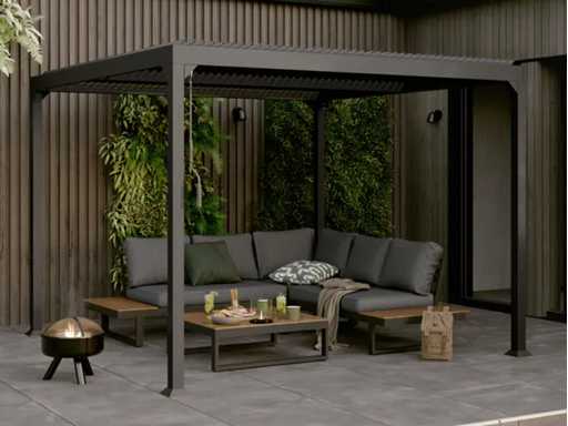 Zelfdragende bioklimatologische pergola First II aluminiumantracietgrijs, 9m²