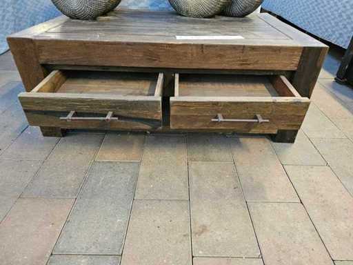 Masă de cafea din tec masiv cu 2 sertare - Pos. 73