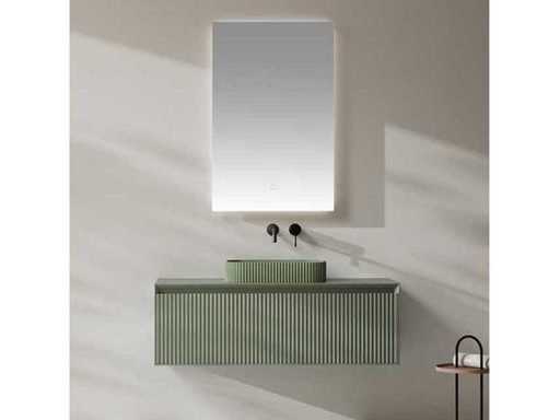 Bathroom cabinet green 100cm + LED mirror