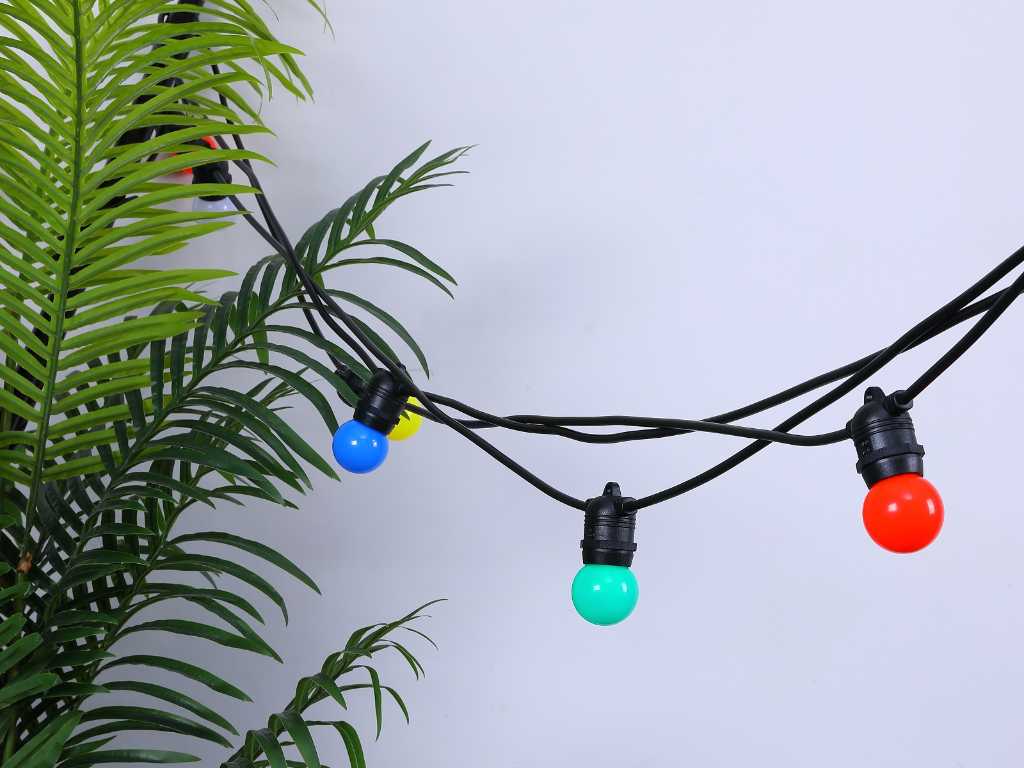 5 x Light chain 10 meters 10 LED bulbs - Multicolor