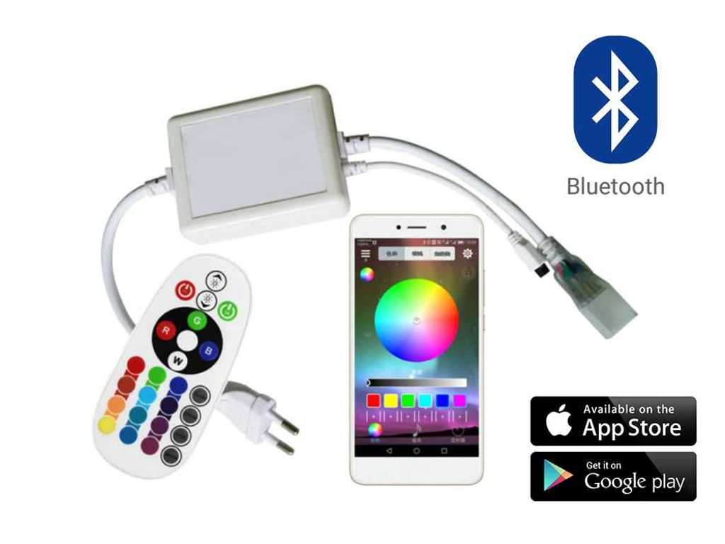 Contrôleur Neon LED Strip RGB avec bluetooth et télécommande (4x)