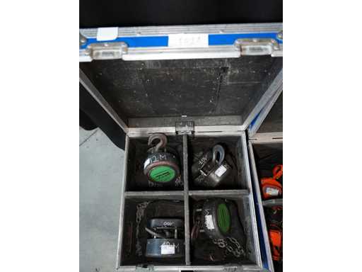 VERLINDE – Handkettenlift 12 m Kette / 1 Tonne + Flugkoffer (SET VON 4 PCS)