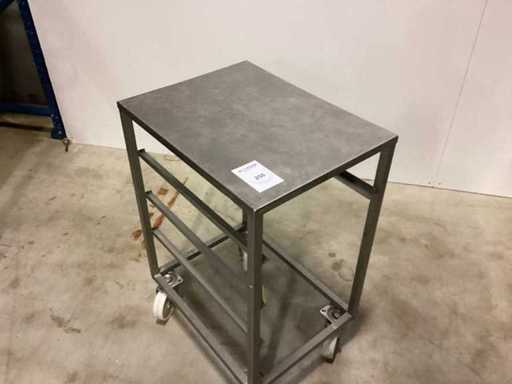 ROLKAR LAAG - EN 600x400 op wielen - Rvs werktafel