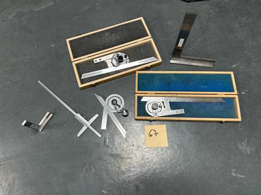 ROCH / PREISSER / INNE RÓŻNE 3 kątomierzy + 2 uchwyty + 1 głębokość