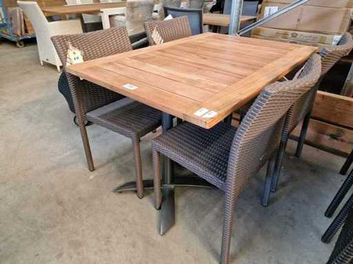 Gardini - Table de jardin en teck Volvic 120x80cm avec double base