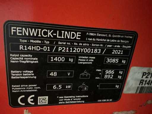 2021 Linde R14HD-01 Reach truck