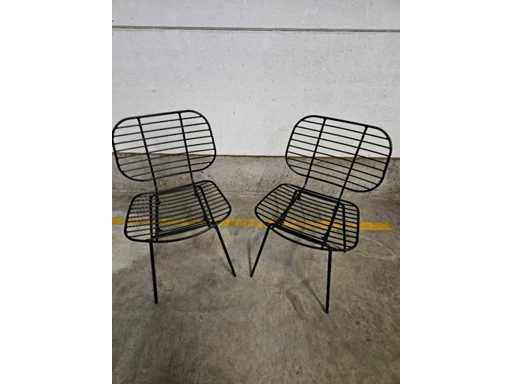 2x Wire chair metal black