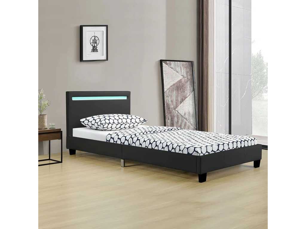 2 x Upholstered bed 90 x 200 cm with bed base and LED