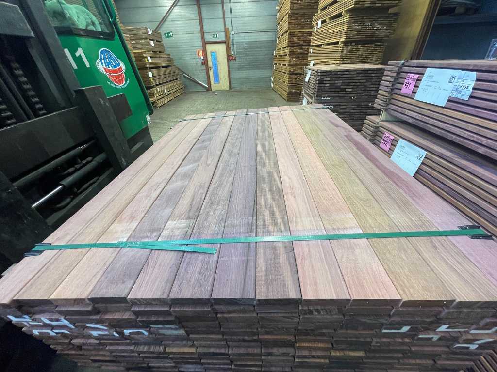 Purple Heart hardhouten planken geschaafd 21x70mm, lengte 185cm (228x)