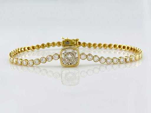 14 KT geelgouden armband met 2,93 cts laboratoriumgekweekte diamant
