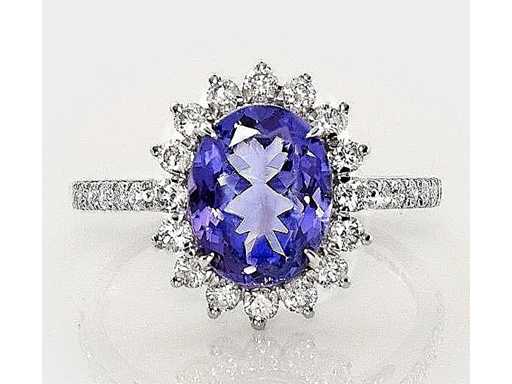 Luxury Ring Natural, Albastru-Violet, Tanzanit, 2,94 carate