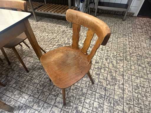 Vintage caféstoel jaren 50 (8x) met kantinetafel 