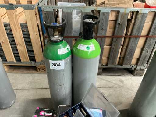 Argon samengeperst gas fles kooldioxide (2x)