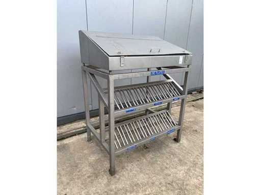 Stainless steel lectern with shelving