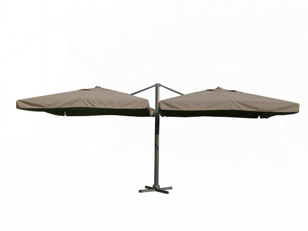 Dubbele hangende parasol Taupe / sandy (2 * 300x300cm)