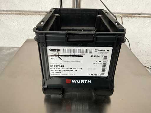 Würth 4.85 kg Low button head screw with flange M6 x 16 in stackable bucket