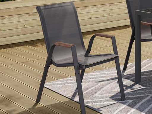 Chaises de jardin en textilène et rotin - lot de 4