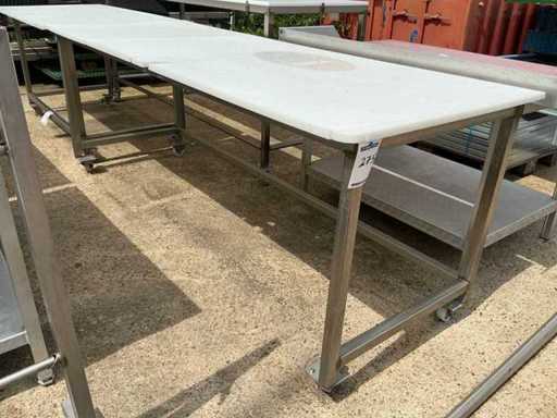 Table de découpe mobile en acier inoxydable