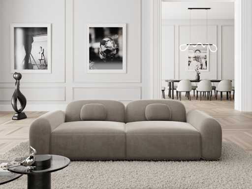 2-seater sofa - dark beige velvet
