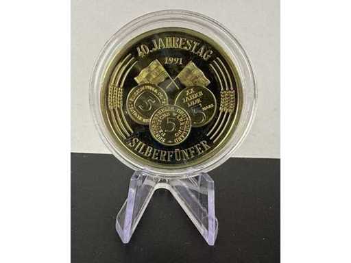 Wiedervereinigung Deutschland Silberfünfer 1991 DDR BRD Saarland