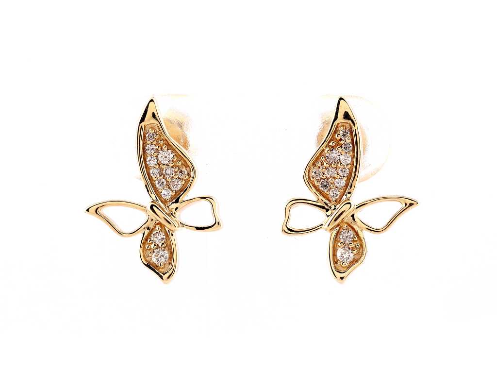 14 Kt Yellow Gold Earring With Natural Diamonds