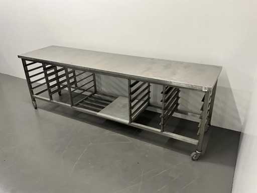 Mobile stainless steel work table