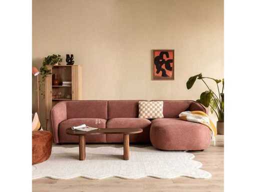 fonQ – Miękka sofa w rogu z szezlongą po prawej stronie – Micro Chenille – Old Pink – zestaw sofy