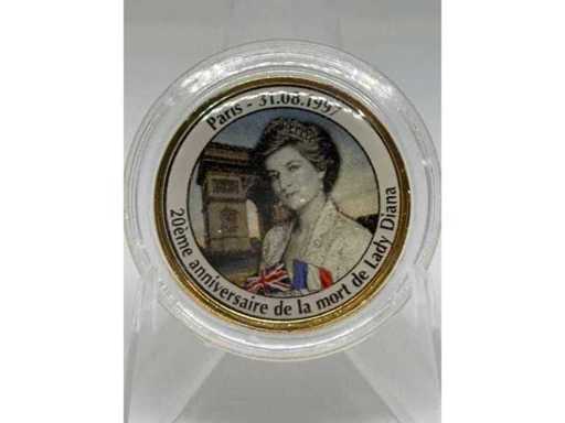 Plaqué or et colorisé 2 euros – Lady Diana – 20e anniversaire de la mort – Paris 31.08.1997 – UNC