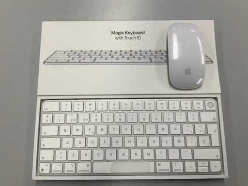Apple - Tastatură Magic QWERTY (spaniolă) cu Touch ID și mouse Magic
