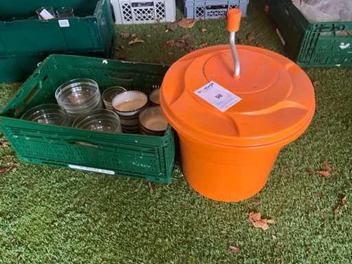 Batch of bowls + salad spinner