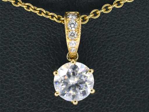 Solitäranhänger aus gelbem Gold mit einem Diamanten von 1,00 Karat