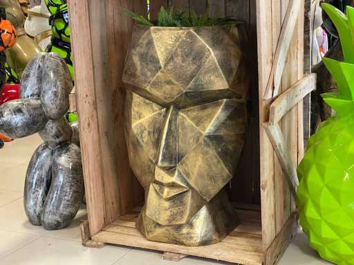 Bloempot in Gezicht H90cm Old Gold