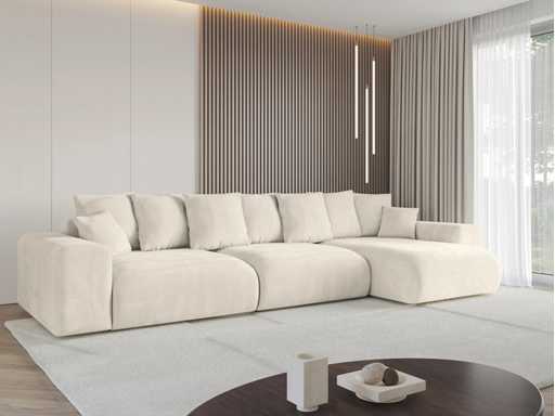 Cabrioletbank rechterhoek - Beige fluweel 