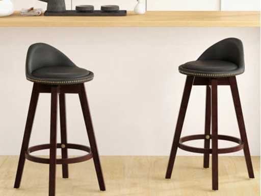 Ensemble de 2 tabourets de bar pivotants rembourrés noirs