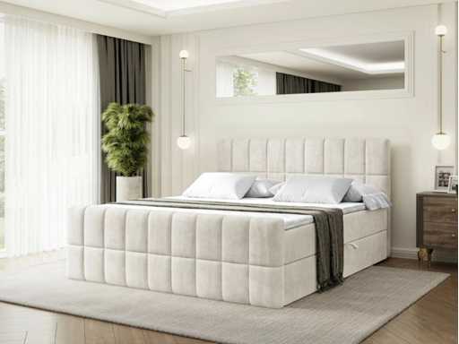 Box spring bed 180x200 - matras - matrastopper - borst - beige fluweel