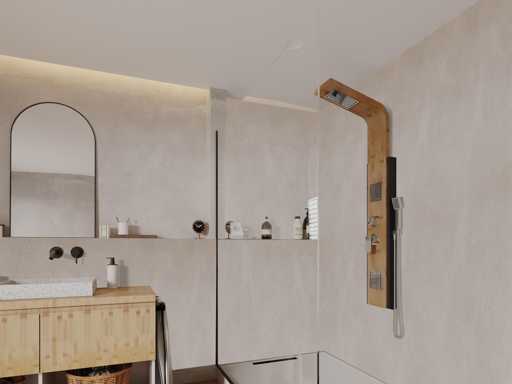 Colonne de douche hydromassante, pluie tropicale - bambou 