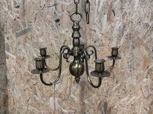 Lampadario a candela in bronzo