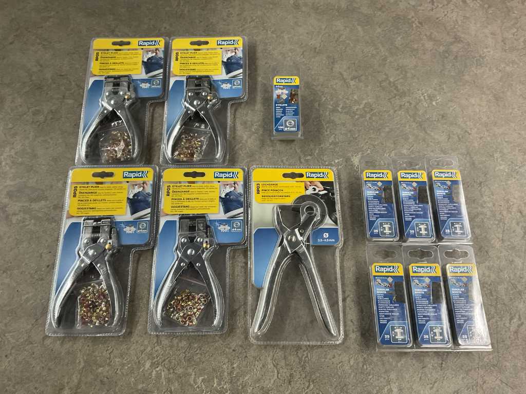 Rapid - eyelet pliers and turret punch pliers with accessories 12 pieces