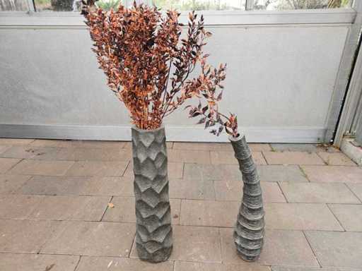 Exclusieve set van 2 glasvezelvazen met takken voor decoratieve kunst